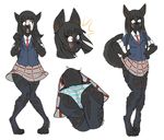  alpha_channel annoyed anthro black_hair butt canine clothing dog embarrassed female flying_witch furdynamo green_eyes hair makato_(flying_witch) mammal open_mouth panties sequence shocked skirt solo standing tail_growth torn_clothing transformation underwear 