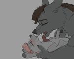  2017 blush canine celestiawept cervine claws deer digital_media_(artwork) female feral licking male mammal simple_background teeth tongue tongue_out wolf 