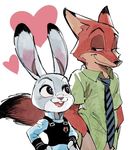  &lt;3 clothing cute disney eye_contact fur hands_in_pockets hands_on_hips invalid_tag judy_hopps multicolored_fur multicolored_tail necktie nick_wilde pants police_uniform shirt smile teeth two_tone_fur two_tone_tail uniform unknown_artist zootopia 