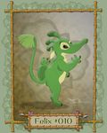  2016 3_toes 4_fingers alien antennae bamboo border brown_eyes chest_tuft claws digital_drawing_(artwork) digital_media_(artwork) dipstick_antennae disney ears_down experiment_(species) felix_(lilo_and_stitch) flower fur green_claws green_fur lilo_and_stitch looking_back plant raised_leg sherwood signature smile solo toe_claws toes trunk tuft 