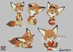  2016 bandanna belt clothing cub cub_scouts cute disney food fork grey_background hat knife multiple_images nick_wilde ovopack simple_background uniform young zootopia 