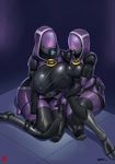  3_fingers alien big_breasts breast_squish breasts clothing duo erect_nipples female hijabolic humanoid mask mass_effect nipples not_furry quarian tight_clothing video_games voluptuous 