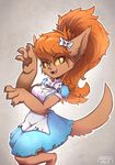  anthro bow breasts brown_fur canine claws clothing eyelashes fangs female fur ghoul_school hair mammal open_mouth open_smile orange_hair pawpads scooby-doo_(series) secretly_saucy signature smile solo torn_clothing were werewolf white_outline winnie_werewolf yellow_eyes 