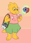  alphys blush cellphone clothed clothing cute digital_media_(artwork) happy mew_mew_kissy_cutie phone pink_background scalie shirt simple_background source_request teeth undertale video_games 