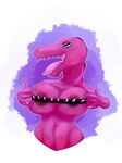  2017 anthro big_breasts breasts demon digital_media_(artwork) eeekay female interstellar_demon_stripper looking_at_viewer nipples open_mouth reptile rick_and_morty scalie simple_background smile solo teeth tongue 