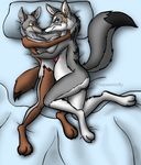  bed belly bellyjob breasts canine cuddling erection foreplay foxpawmcfly mammal overweight penis size_difference 