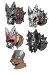  anthro armor canine clothed clothing group helmet jijis-waifus male mammal 