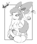  anthro anthrofied anus argento backsack balls big_balls big_butt blush butt digital_media_(artwork) eeveelution fur girly looking_at_viewer looking_back male monochrome nintendo nude paws pok&eacute;mon presenting presenting_hindquarters puffs puffy_anus ribbons simple_background sitting smile solo spread_butt spreading sylveon toes video_games white_background 