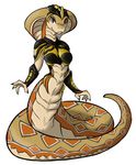  4_fingers anthro armor breasts brown_eyes digital_media_(artwork) featureless_breasts female infinitedge2u looking_at_viewer reptile scalie simple_background snake solo white_background 