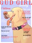  2017 ambiguous_gender blue_background border bust_portrait canine chest_tuft cover derp_eyes digital_drawing_(artwork) digital_media_(artwork) dog english_text feral floppy_ears fur gogarty hi_res humor labrador magazine_cover mammal mostly_nude naked_collar open_mouth open_smile outside_border pet pet_praise pink_nose pink_tongue portrait sharp_teeth side_view signature simple_background sitting small_eyes smile solo teeth text tongue tongue_out toony tuft whiskers white_border yellow_fur 