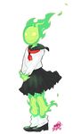  2017 alpha_channel animated_skeleton avimedes biped black_bottomwear black_clothing bone breasts clothing digital_drawing_(artwork) digital_media_(artwork) elemental eyelashes female fire fire_elemental footwear front_view fuku_fire full-length_portrait glowing glowing_body green_fire hi_res mary_janes necktie not_furry pleated_skirt portrait school_uniform shoes signature simple_background skeleton skirt small_breasts solo standing taiwanese transparent_background undead undertale uniform video_games white_clothing white_socks white_topwear 