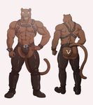  2017 5_fingers abs anthro back_muscles belt biceps biped black_boots black_bottomwear black_clothing black_footwear black_fur black_nipples black_nose black_panther black_tail black_underwear blue_eyes boots butt butt_markings chaps clothed clothing digital_media_(artwork) feline footwear front_view fur furgonomics grey_background hand_on_hip harness hi_res humanoid_hands looking_at_viewer male mammal maririn markings model_sheet multiple_angles muscular muscular_male nipples panther pecs rear_view rubber simple_background smile solo standing tail_clothing teeth thong tyson_(maririn) underwear whiskers white_markings wrist_cuff 