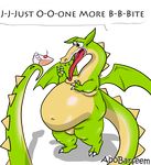  abobarseem_(artist) belly cake claws cuphead_(game) dragon fangs food grim_matchstick invalid_tag male moobs navel overweight text tongue tongue_out video_games watermark 