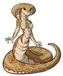  4_fingers anthro breasts brown_eyes digital_media_(artwork) featureless_breasts female infinitedge2u looking_at_viewer nude reptile scalie simple_background snake solo white_background 
