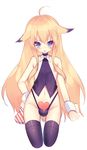  ahoge bell black_legwear blonde_hair blue_eyes blush box bulge chung_seiker elsword hair_flaps heart heart-shaped_box heart_panties heart_print iron_paladin_(elsword) jingle_bell long_hair looking_at_viewer male_focus nipples open_mouth otoko_no_ko panties print_panties solo thighhighs underwear utm valentine very_long_hair white_background wrist_cuffs 