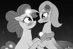  2017 blush duo earth_pony equine eye_contact eyelashes female friendship_is_magic greyscale hair horse mammal momomistress monochrome my_little_pony my_little_pony_the_movie pinkie_pie_(mlp) pony princess_skystar_(mlp) smile 