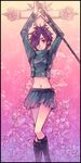  bad_id bad_pixiv_id bian breasts chrome_dokuro eyepatch katekyo_hitman_reborn! midriff purple_eyes purple_hair short_hair skirt solo 