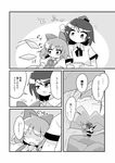  black_wings blush bow cirno comic greyscale hair_bow hat holding_photo ice ice_wings in_tree monochrome multiple_girls peku_(science_santa-san) photo_(object) puffy_short_sleeves puffy_sleeves shameimaru_aya shirt short_hair short_sleeves shoulder_rest shy sitting sitting_in_tree skirt smile tokin_hat touhou translated tree tree_branch wings 