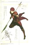  1boy armor character_name dynamic_pose fingerless_gloves fire_emblem fire_emblem_echoes:_mou_hitori_no_eiyuuou gloves halberd hidari_(left_side) highres looking_at_viewer lukas_(fire_emblem) nintendo non-web_source official_art polearm red_eyes red_hair scan short_hair sketch solo spear weapon 