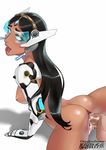  ahegao anus ass black_hair breasts cum cum_in_pussy cyborg dark_skin disembodied_penis forehead_jewel headgear highres large_breasts mechanical_arm nipples nude overwatch penis rolling_eyes sex solo_focus symmetra_(overwatch) tai75105 thick_eyebrows tongue tongue_out uncensored vaginal visor 