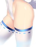  close-up covered_navel fox_tail from_side groin highleg highleg_leotard hips kutan legs_apart leotard lower_body mizuki_(kutan) original ribbon-trimmed_legwear ribbon_trim simple_background skin_tight solo standing tail thighhighs thighs white_background white_legwear white_leotard 