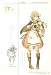  1girl apron blonde_hair boots braid brown_eyes cape character_name corset dress effie_(fire_emblem) fire_emblem fire_emblem_echoes:_mou_hitori_no_eiyuuou flipped_hair hair_ribbon hidari_(left_side) highres long_hair nintendo non-web_source official_art open_mouth red_ribbon ribbon scan smile solo twin_braids 