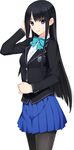  black_hair highres iizuki_tasuku isurugi_yuki long_hair niizuma_lovely_x_cation pantyhose school_uniform skirt 