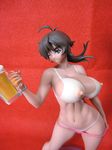  1girl alcohol amaha_masane beer beer_mug bikini breasts female figure highres masane_amaha nipples orchidseed photo solo swimsuit tan tanline witchblade 