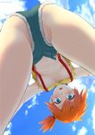  :o aqua_eyes areola_slip areolae ass bangs bare_arms bare_legs blue_sky blush breasts breasts_apart cloud commentary_request crop_top day eyebrows_visible_through_hair foreshortening from_below highres kanden_suki kasumi_(pokemon) leaning_forward looking_at_viewer medium_breasts midriff navel no_bra open_clothes open_fly open_mouth open_shorts orange_hair outdoors panties panties_under_shorts panty_peek partially_visible_vulva pokemon pokemon_(anime) pokemon_(classic_anime) short_hair short_shorts shorts side_ponytail sky solo standing stomach suspender_shorts suspenders sweat thighs twitter_username unbuttoned underboob underwear upshirt upshorts upside-down white_panties 