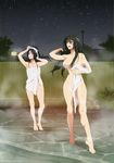  breasts kousaka_shigure kushinada_mikumo matsonya_(artist) naked_towel night nude onsen shijou_saikyou_no_deshi_ken'ichi towel 
