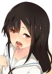  2girls black_hair blonde_hair female multiple_girls noneto open_mouth original simple_background teeth tongue tongue_out vore white_background 
