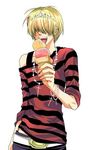  bad_id bad_pixiv_id belphegor_(reborn) blonde_hair hair_over_eyes katekyo_hitman_reborn! lowres male_focus shirt smile solo striped striped_shirt tiara 