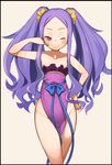  ;) areola_slip areolae bare_arms bare_shoulders black_border blush border bow chinese_clothes fate/grand_order fate_(series) flat_chest forehead groin hanfu highleg highres kei_(soundcross) long_hair looking_at_viewer one_eye_closed pelvic_curtain purple_eyes purple_hair sash sketch skindentation smile solo strapless very_long_hair wu_zetian_(fate/grand_order) 