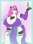  anthro big_breasts breasts clothed clothing doodle_dip female giant_panda hair huge_breasts magic mammal nipples simple_background smile solo thick_thighs ursid wide_hips 