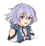  blue_eyes blush ernesti_echevalier knight's_&amp;_magic looking_at_viewer male_focus silver_hair smile solo white_crow 