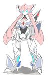  bad_pixiv_id blue_eyes high_heels ishiyama_kousuke long_hair maria_cadenzavna_eve mechanization no_humans pink_hair senki_zesshou_symphogear simple_background sketch white_background 