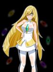  1girl breasts dress green_eyes grin long_hair lusamine_(pokemon) pokemon pokemon_(game) pokemon_sm samu_poteto smile solo standing very_long_hair 