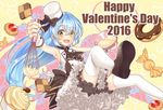  2016 :d ascot bloomers blue_hair blush bowl brown_footwear checkerboard_cookie child cookie cupcake doughnut english eyebrows_visible_through_hair food hair_between_eyes happy_valentine hat heart high-waist_skirt highres holding loafers long_hair looking_at_viewer matsusatoru_kouji mini_hat mixing_bowl nakanobe_mari number official_art open_mouth outstretched_arm shirt shizuku_no_oto shoes silhouette skirt smile solo thighhighs underwear valentine very_long_hair whisk white_hat white_legwear white_shirt wrapped_candy wrist_cuffs yellow_background yellow_eyes 