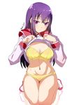  bra breasts cleavage kneeling kouki_kuu large_breasts long_hair navel original panties purple_eyes purple_hair reflection school_uniform serafuku simple_background solo underwear white_background yellow_bra yellow_panties 