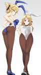  aegis_(takunomi) animal_ears ass bangs bare_arms bare_shoulders black_bow black_legwear black_neckwear blonde_hair blue_eyes blue_footwear blue_leotard bow bowtie breasts brown_legwear bunny_ears bunny_girl bunny_tail bunnysuit crossed_arms detached_collar elf eyebrows_visible_through_hair fake_animal_ears from_behind from_below full_body gradient gradient_background green_eyes grey_background hand_on_hip highleg highleg_leotard highres iris_(takunomi) leotard long_hair long_legs looking_at_viewer looking_back medium_breasts multiple_girls original pantyhose pointy_ears shiny shiny_hair shoes sideboob simple_background small_breasts smile standing swept_bangs tail takunomi white_background white_footwear white_leotard wrist_cuffs 