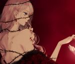  blonde_hair blood earrings flower jewelry kakmxxxny06 lips long_hair original out_of_frame rose solo_focus tears thorns 
