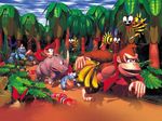  3d ad banana beaver butterfly diddy_kong donkey_kong donkey_kong_(series) gnawty kremling krusha nintendo promotional_art rambi rareware rhinoceros snake wasp zinger 