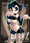  1girl bendy bendy_and_the_ink_machine bowtie breasts cleavage corset genderswap gloves lingerie rizkitsuneki smile solo thighhighs 