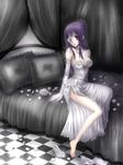  akamori_rihina barefoot breasts chrome_dokuro cleavage dress katekyo_hitman_reborn! long_hair purple_hair solo 