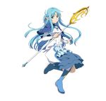  asuna_(sao-alo) blue_eyes blue_hair long_hair official_art staff sword_art_online tagme warrior 