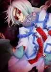  bad_id bad_pixiv_id blazblue blood bodysuit breasts long_hair nu-13 red_eyes shiren_dawn silver_hair small_breasts solo 