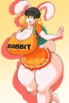  1girl animal_ears blonde_hair breasts bunny_ears bunny_tail carrot_(one_piece) cleavage curvy erect_nipples hat highres huge_breasts image_sample one_piece smile solo tail thick_thighs tumblr_sample wide_hips 