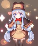  :3 blue_eyes capelet hat highres long_hair looking_at_viewer low_tied_hair low_twintails silver_hair solo soul_worker stella_unibell thighhighs tttanggvl twintails 