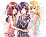  bad_pixiv_id black_coat_(kingdom_hearts) black_hair blonde_hair blue_eyes breasts cloak dress gloves jewelry kairi_(kingdom_hearts) kingdom_hearts kingdom_hearts_358/2_days kingdom_hearts_ii m3_(mmm003) multiple_girls namine necklace red_hair short_hair xion_(kingdom_hearts) 