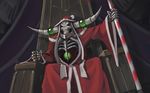  ainz_ooal_gown candy candy_cane christmas clenched_hands food hat jewelry male_focus orb overlord_(maruyama) paintrfiend ribs ring santa_costume santa_hat sitting skeleton skull solo throne 